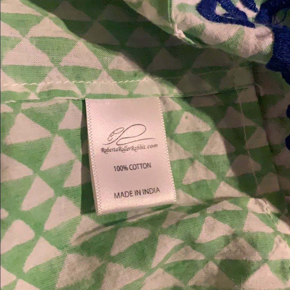 Roberta Roller Rabbit Green Tunic Blue Embroidered - image 7